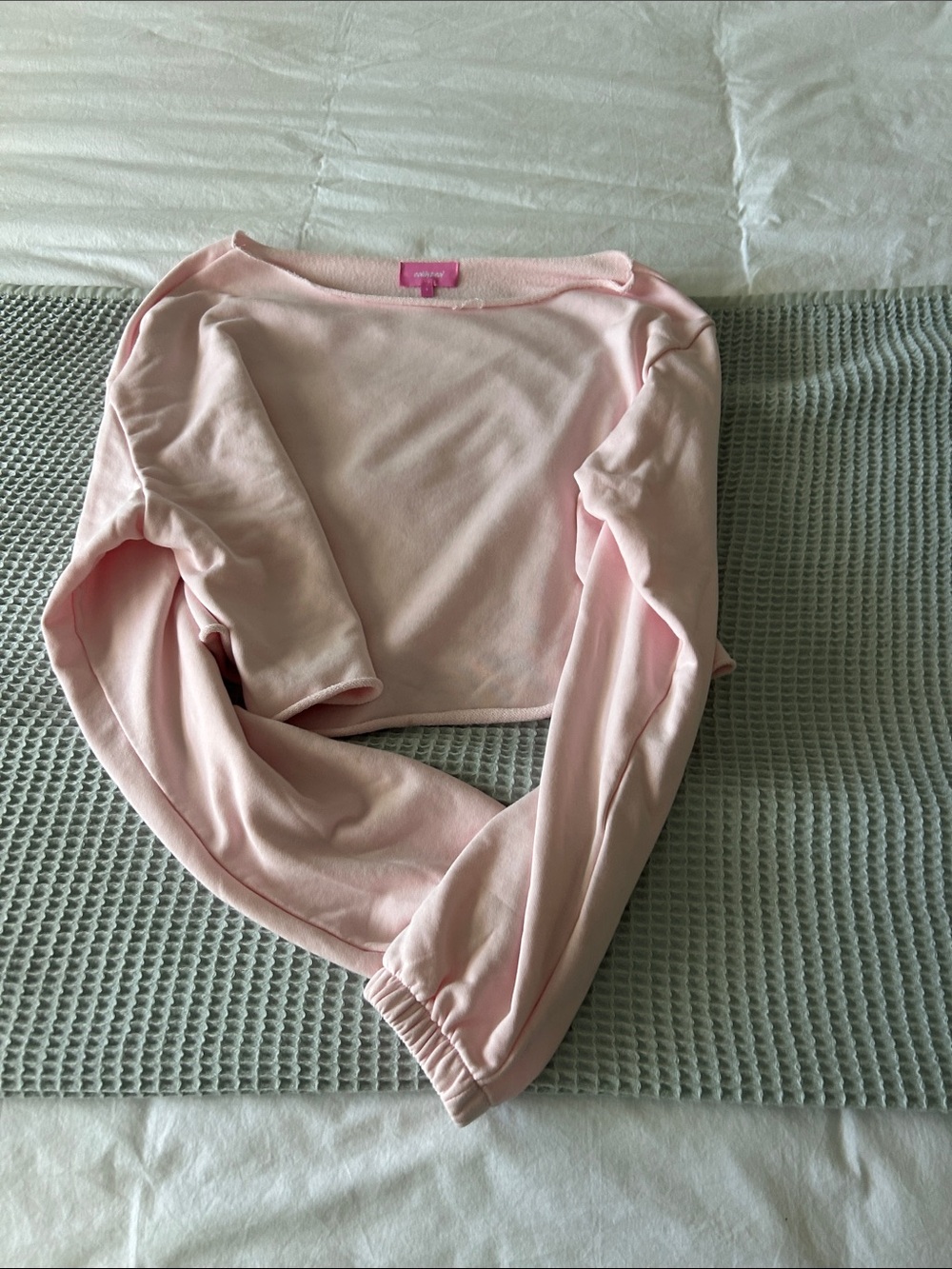 Light Pink Edikted Cropped Off Shoulder Top